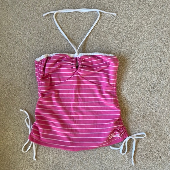 O'Neill Tops - O’Neill strapless/halter pink and white stripe top small